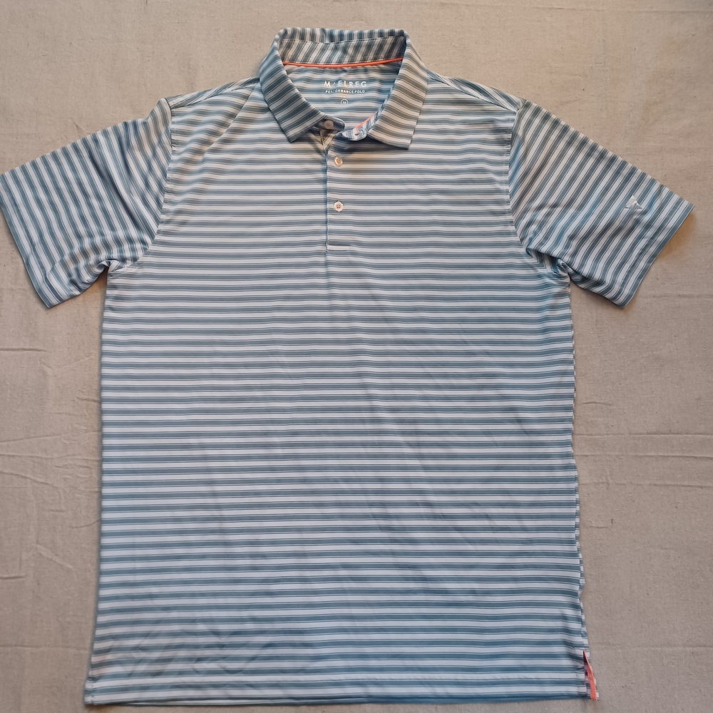 Maelreg Striped Light Blue Performance Golf Polo Men's Size Medium